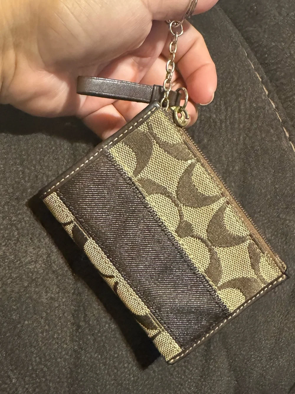 Coach Legacy Brown Card Holder with Unbranded Key Ring - Picture 1 of 6